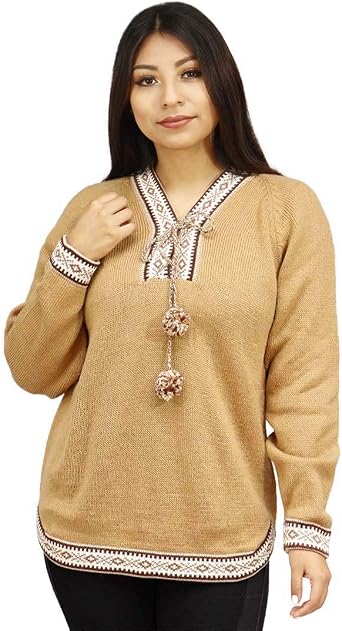 Alpaca Wool Sweater Women Alpaca Sweaters Women Alpaca Wool Jacket for Women Ethnic Design Vneck Sweater Peru