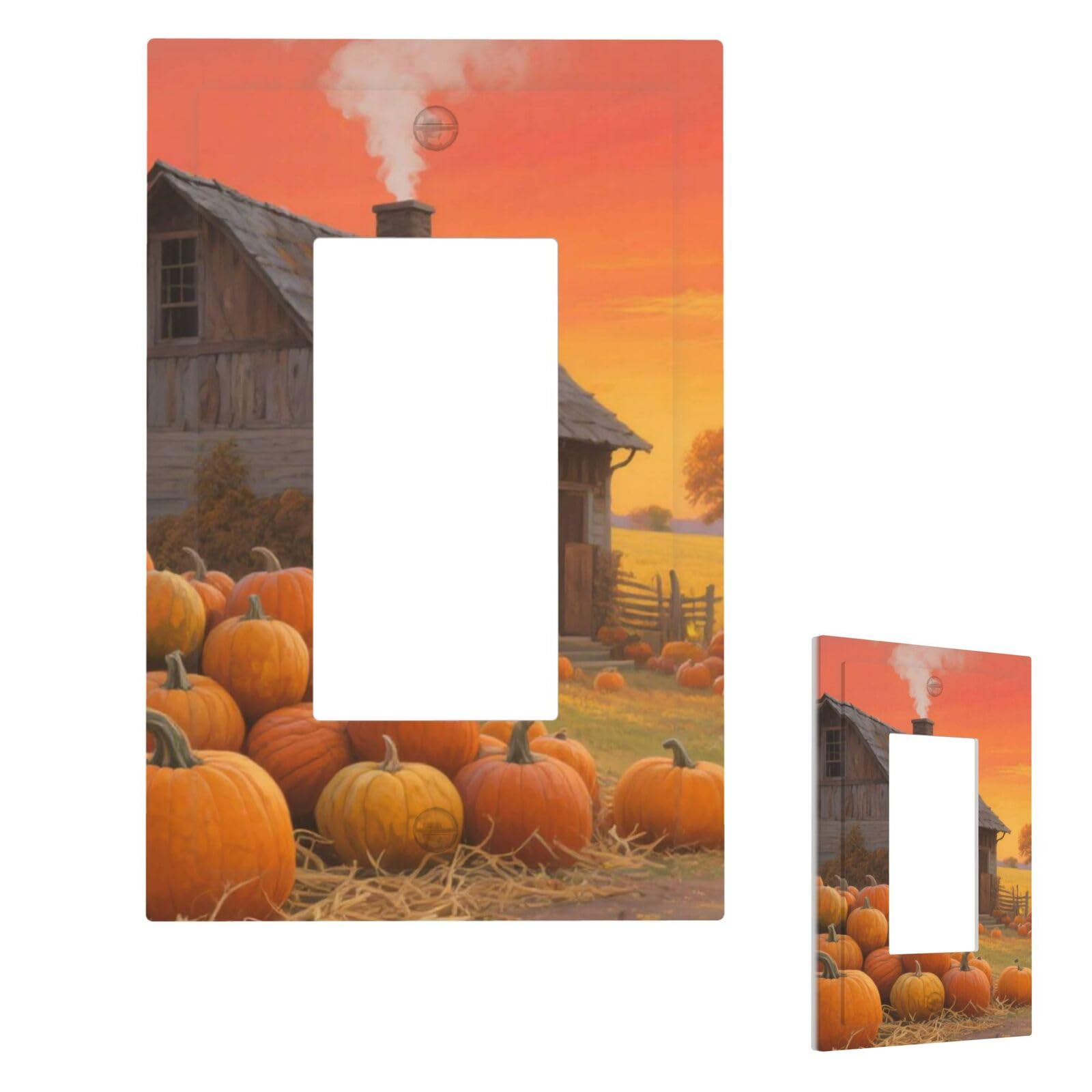 Fekiloot 1 Gang Farmhouse Pumpkin Wall Plate Cover Modern Decorative Light Switch Cover Unbreakable Receptacle Outlet Covers For Living Room Bedroom Home Decor