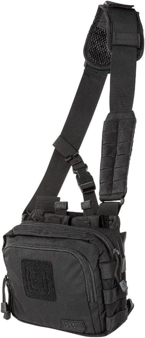 5.11 Tactical Sling Ammo Bag, 2-Banger Pistol Case Crossbody Shoulder Pack, Black, Style 56180ABR