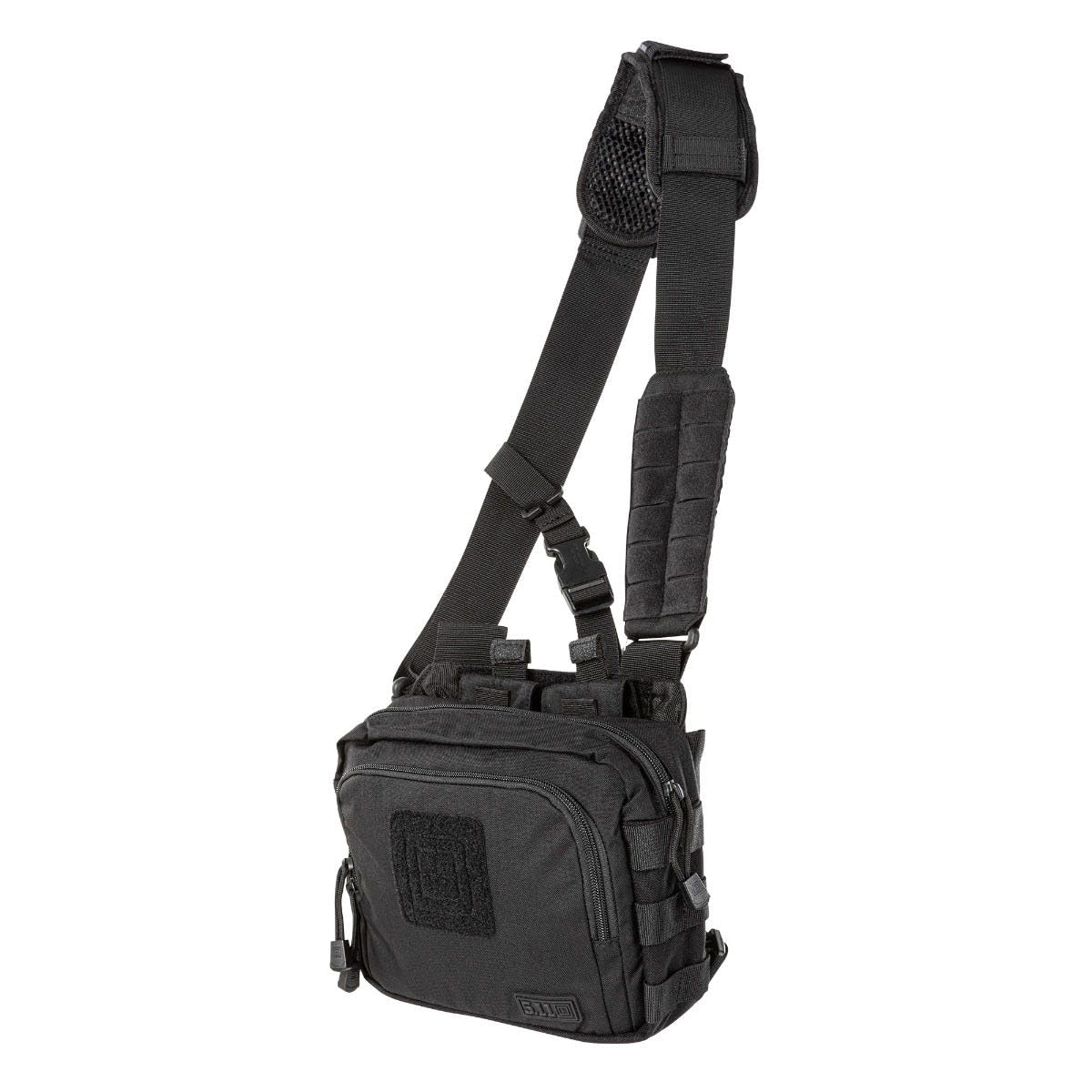 5.11 Tactical Sling Ammo Bag, 2-Banger Pistol Case Crossbody Shoulder Pack, Black, Style 56180ABR