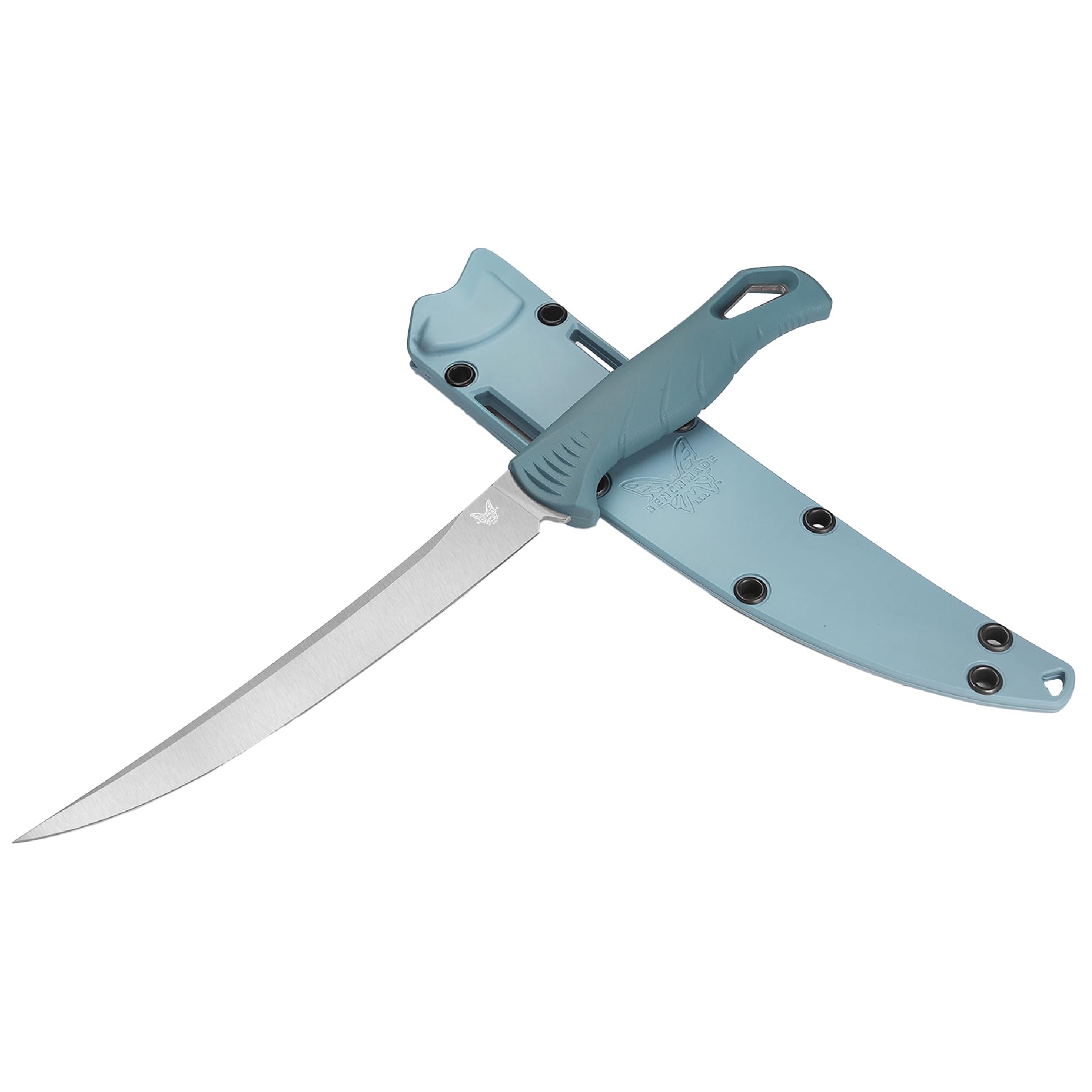 Benchmade - Fishcrafter 18010 Outdoor Knife with Depth Blue Santoprene Handle and 7" Trailing Point Blade (18010)