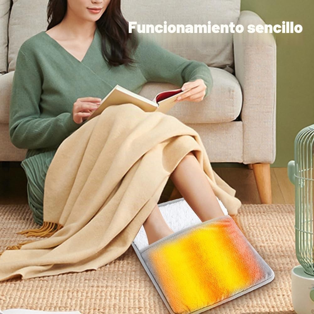 Calentador de Pies, 30 x 30cm Calienta Pies Electrico USB, Temperatura Costante di 55°C Pies Calientapiés de Calentamiento Rápid, Gris Zapatillas Eléctricas para Mujeres Hombres Invierno