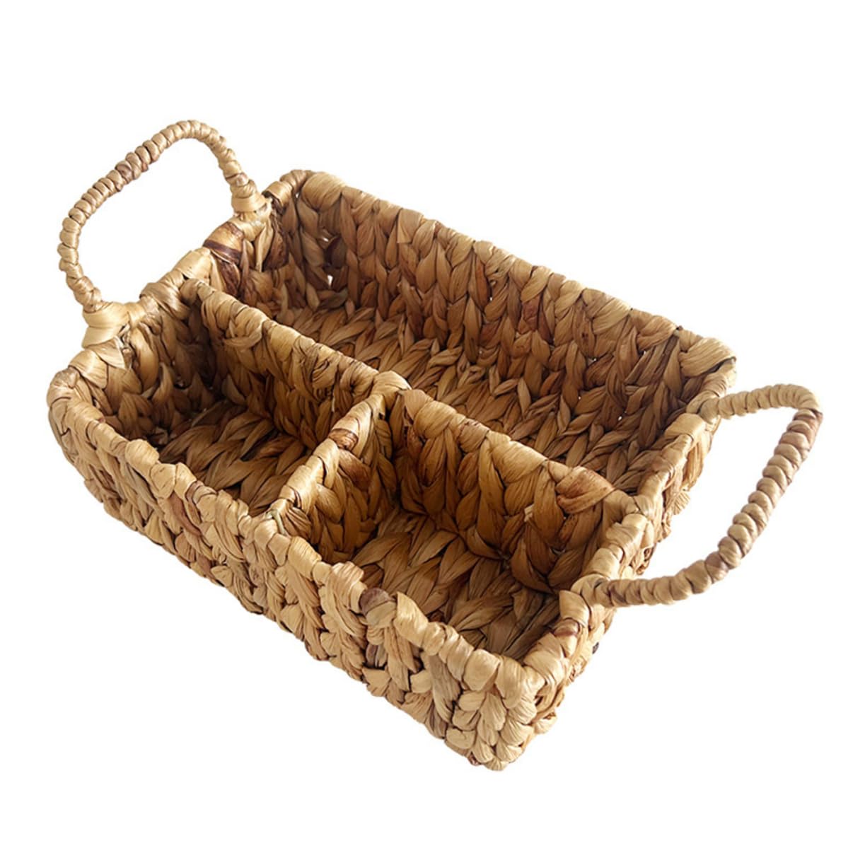 VOSAREA Woven Storage Basket Simple Decorative Organizer for Fruit Snacks and Sundries Sturdy Design with Handle Natural Look for Home Decor