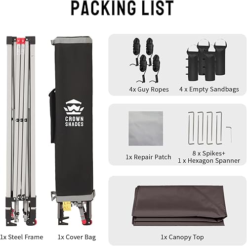 Miniatura 7 de CROWN SHADES Toldo desplegable de 10 x 10 pulgadas, tienda de campaña de playa con un solo empuje, parasol al aire libre para eventos, fiestas