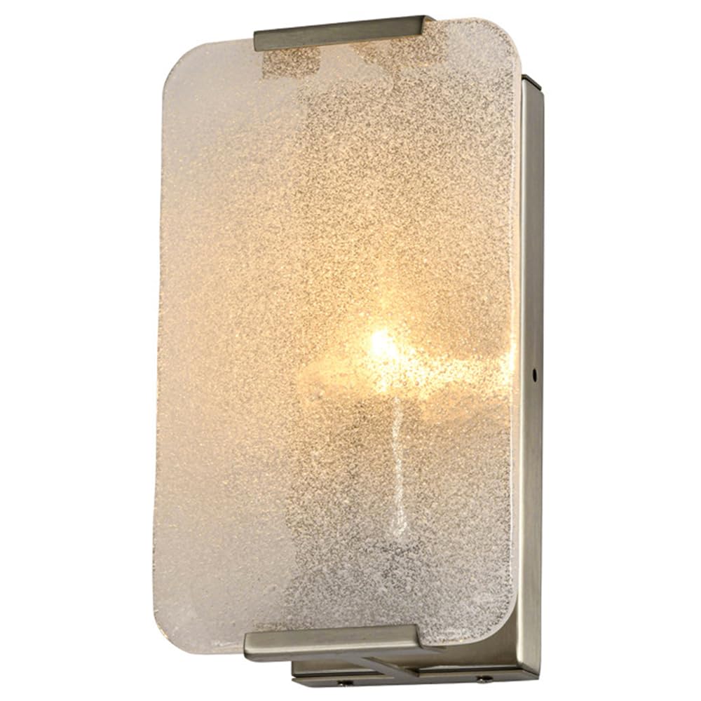 JYBNBBE Wall Sconce Glass Modern Light E14 BaseWall LampGlass Bedroom Wall Light Iron Base Wall Light,Silver-25CM