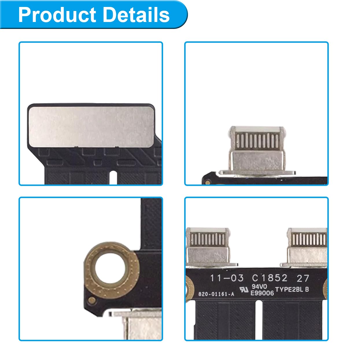 Złącze gniazda zasilania DC I/O USB-C Board Wymiana portu ładowania 923-02813 do MacBooka Air 33.0 cm A1932 2018 2019 A2179 2020 A2337 2020 820-01161-A 821-01658-A 820-011161-A 820-011161-A