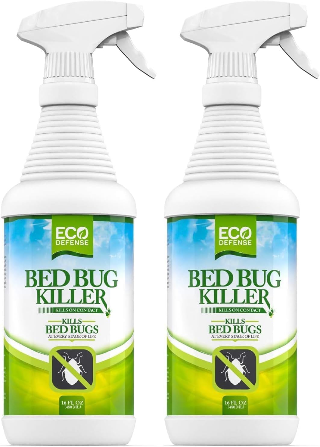 Eco Defense Bed Bug Killer - Bed Bug Spray & Dust Mite Spray - Natural Treatment - 16 Oz (Pack of 2)
