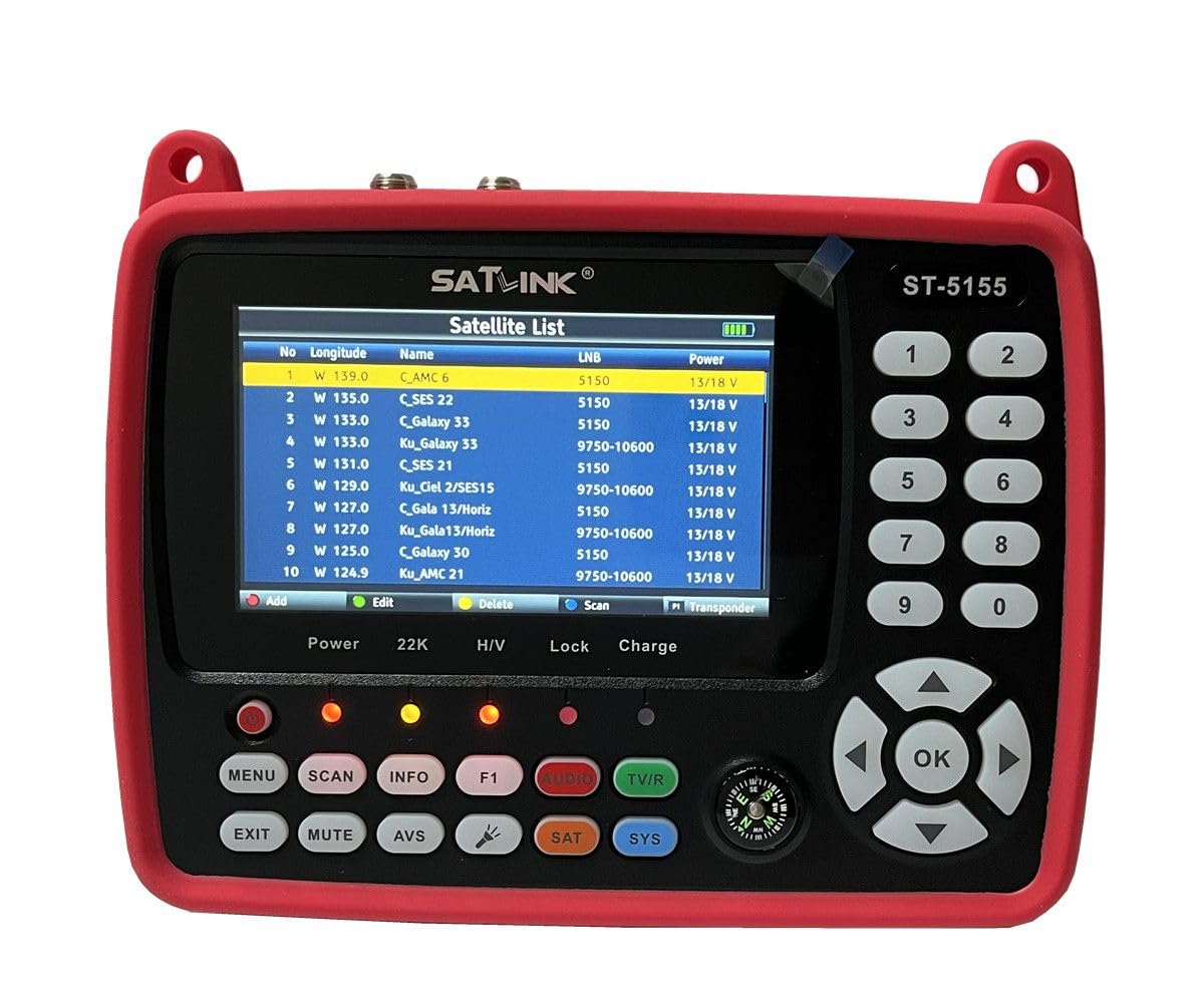 ST-5155 Misuratore di segnale via cavo satellitare e terrestre DVB-S/S2/T/T2/C Misuratore combinato Supporto HD 1080P MPEG-2/4 H.264/H.265 (10 bit), QPSK, 8PSK, 16APSK, 32APSK
