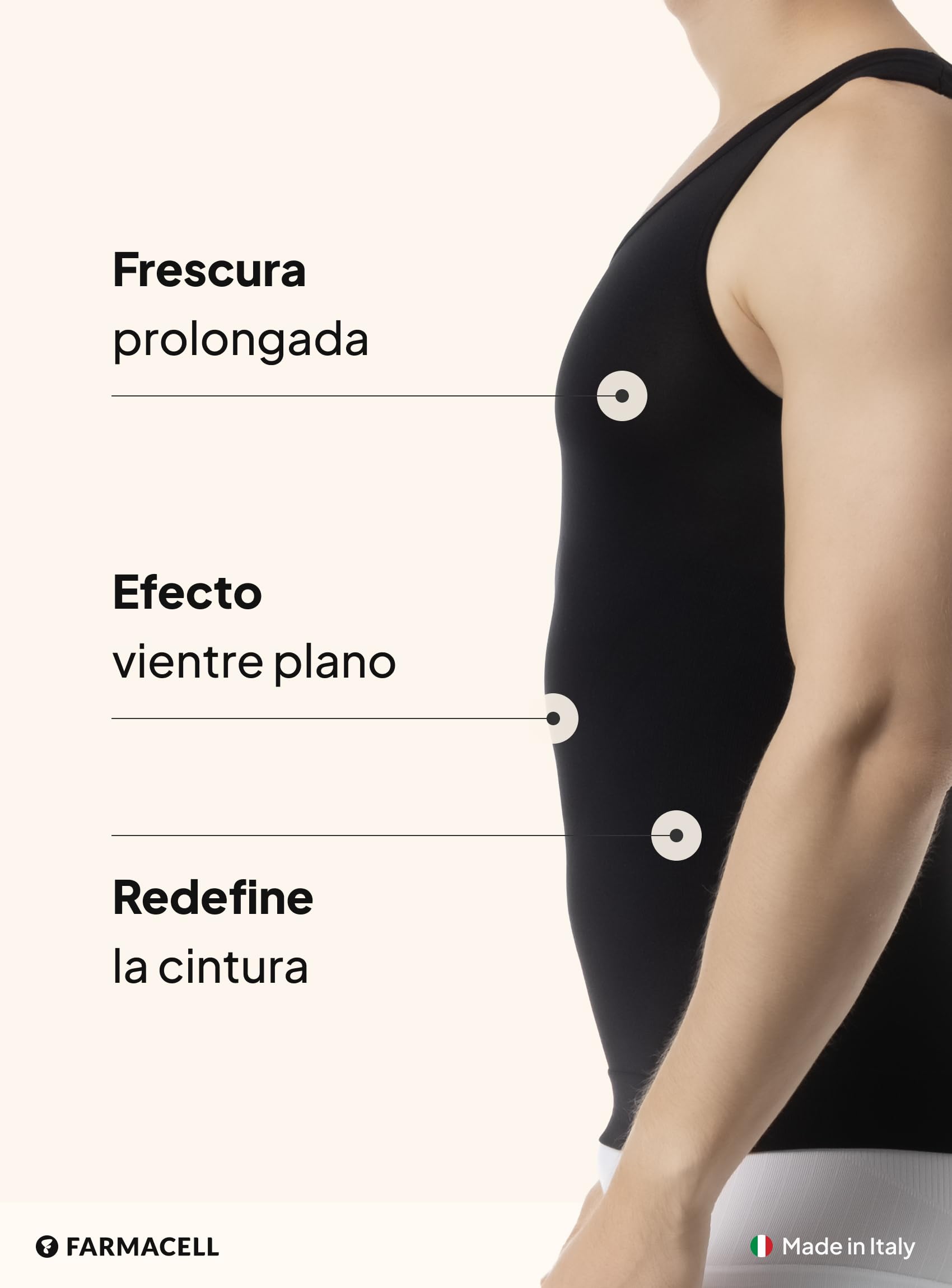 Farmacell Camiseta Reductora Hombre Transpirable y Ligera, Made in Italy, 417B