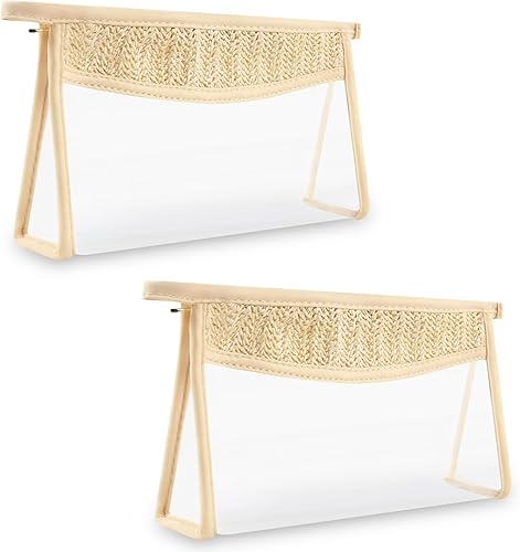 izuzta Bolsa de maquillaje transparente boho para mujeres y niñas, 2 unidades transparentes.