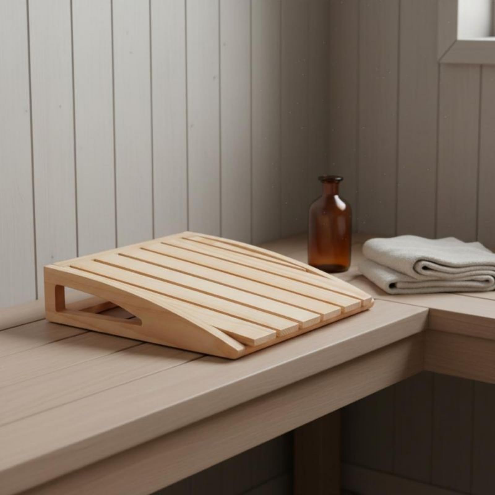 Respaldo para Sauna Respaldo Soporte Cojín Accesorio Ondulación Ergonómica Que Abraza la Espalda y la Cintura para Más Prolongado Madera de Agradable, Wood