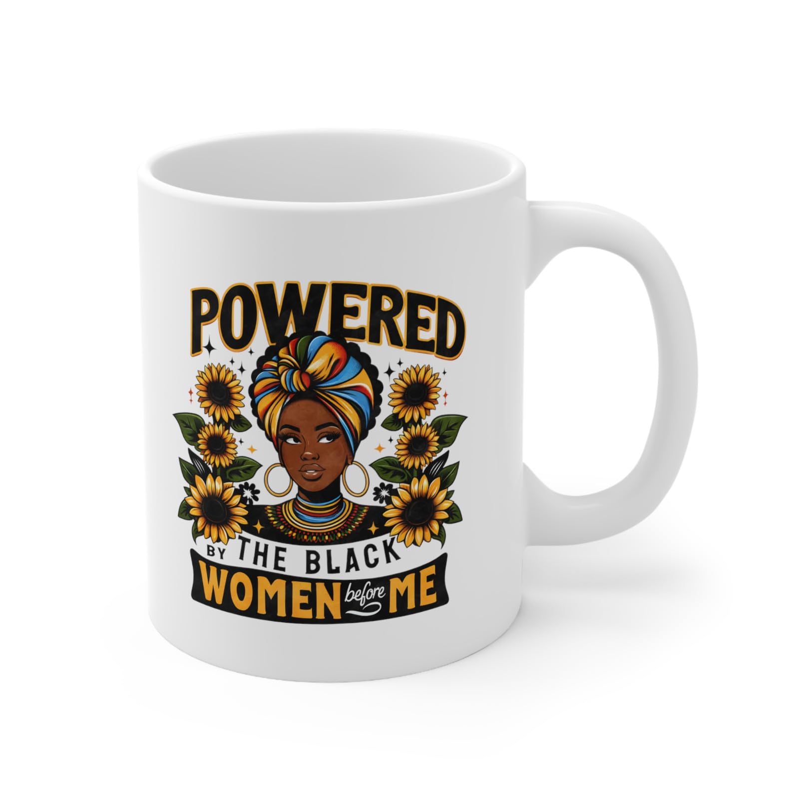 KALIDHAR Black History Mug African American Woman Sunflowers BLM Coffee Tea Cup 11 o Printed Coffee and Tea Ceramic Mug- 320 ML Ceramic Coffee Mug 0604