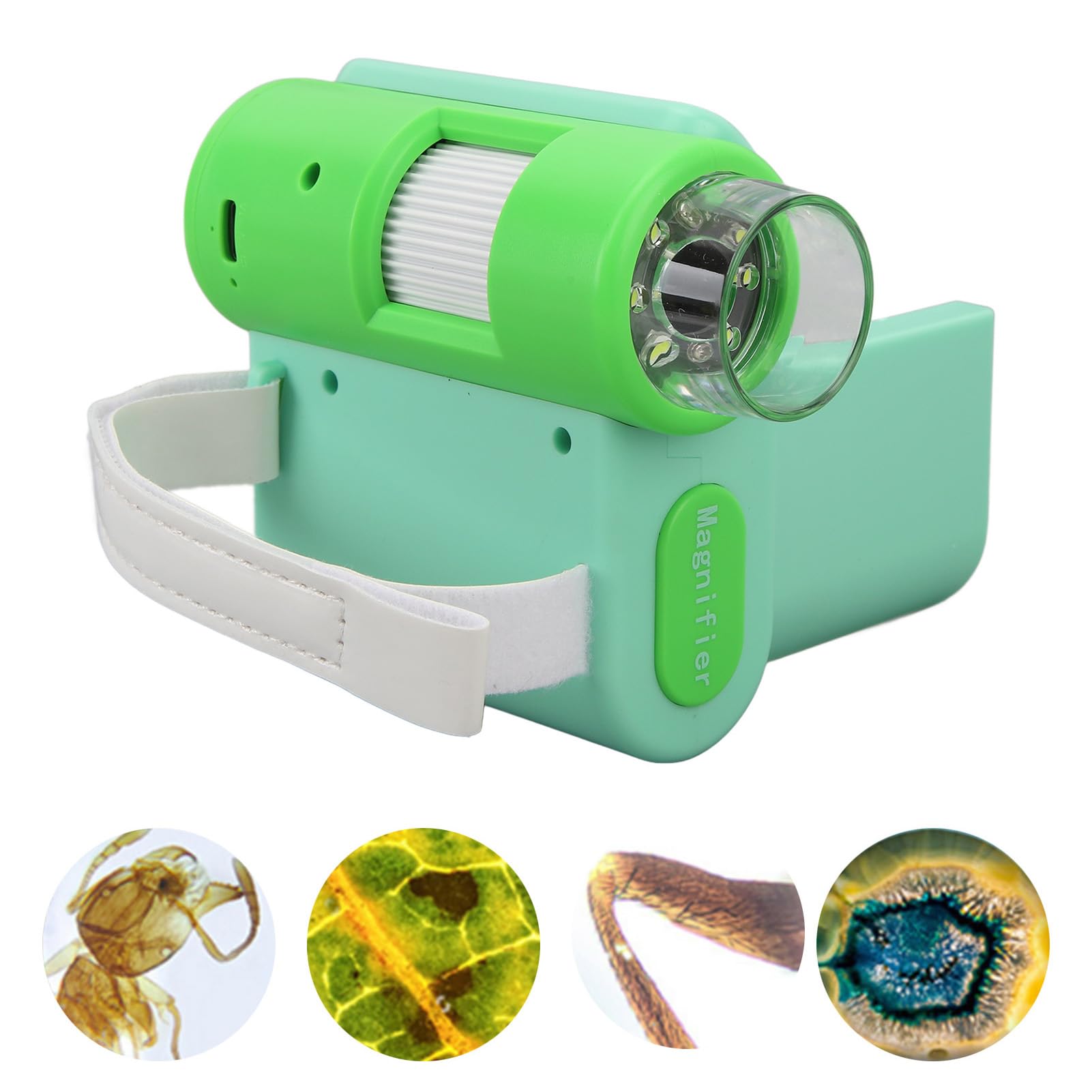 Microscopio Portatile, Microscopio Fotocamera con Ingrandimento 1000X, Porta USB, Video Fotografico 1080P con Portaoggetti per Compleanno (Verde)