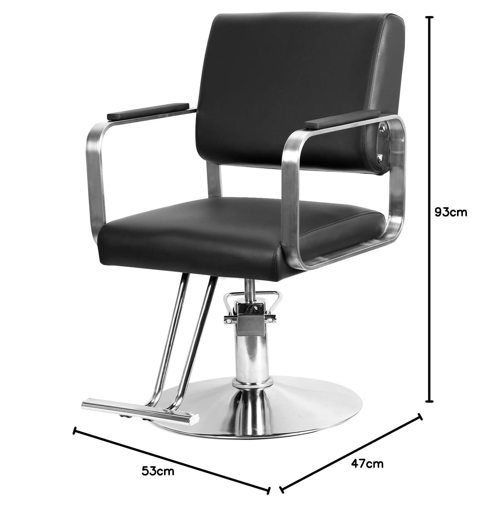 Hydraulischer Friseurstuhl, höhenverstellbarer Styling-Stuhl für Salon, Schwarz