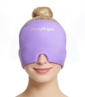 Magic Gel Bonnet Anti Migraine Violet, Compresse Gel Rafraîchissante 180°, Masque Yeux Froid, Soulagement Maux de Tête, Sinus et Stress - Amazon product rated Grade A