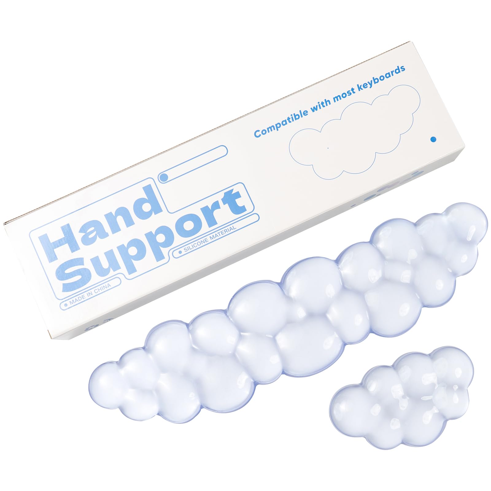 Ergonomic Gel Cloud Keyboard and Mouse Wrist Rest Set – Clear Wrist Rest for Computer Keyboard 60%/68%/75%, Comfort & Support for Typing and Gaming (