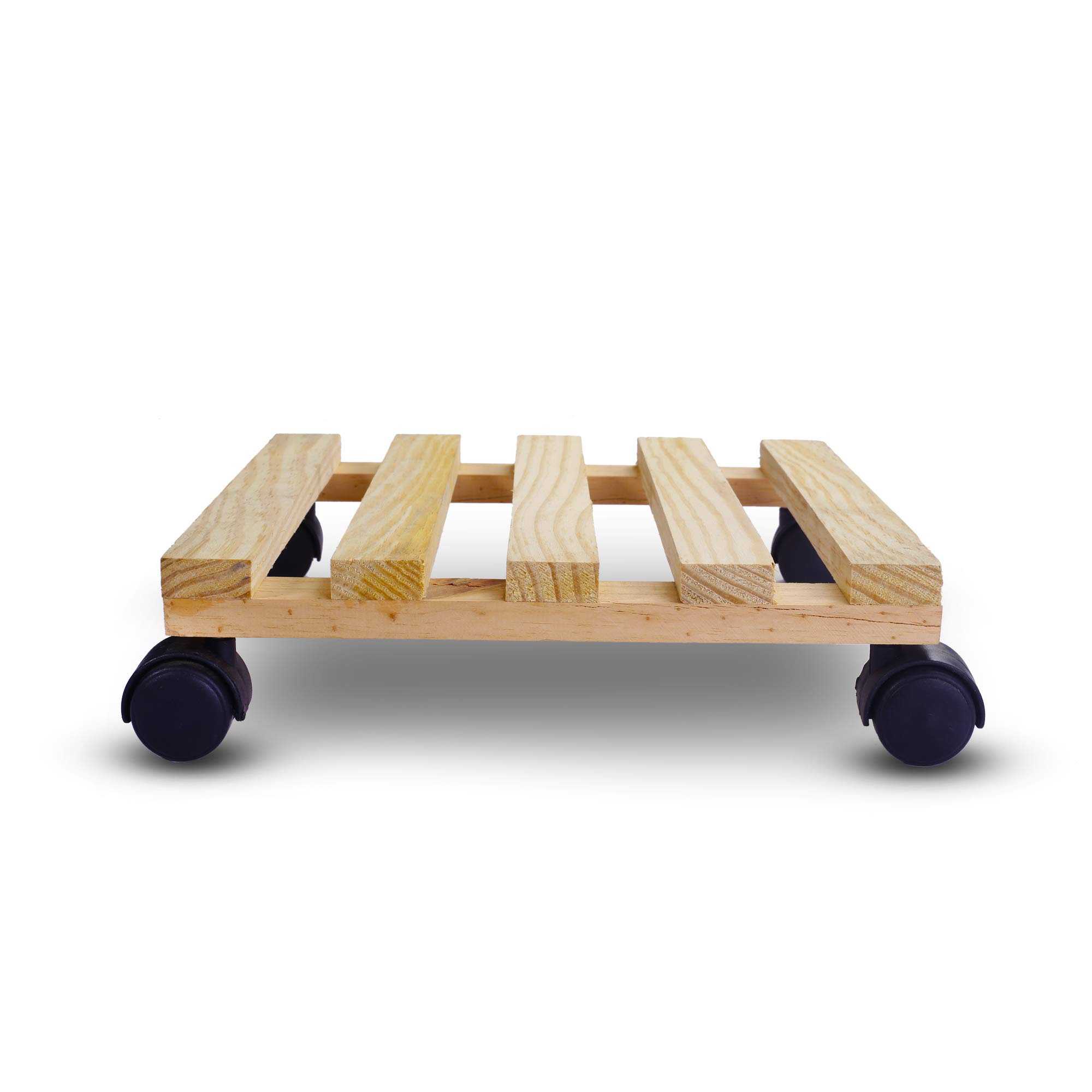 Sharpex Wooden Plant Stand Beige Planter Trolley Rolling Tray Coaster