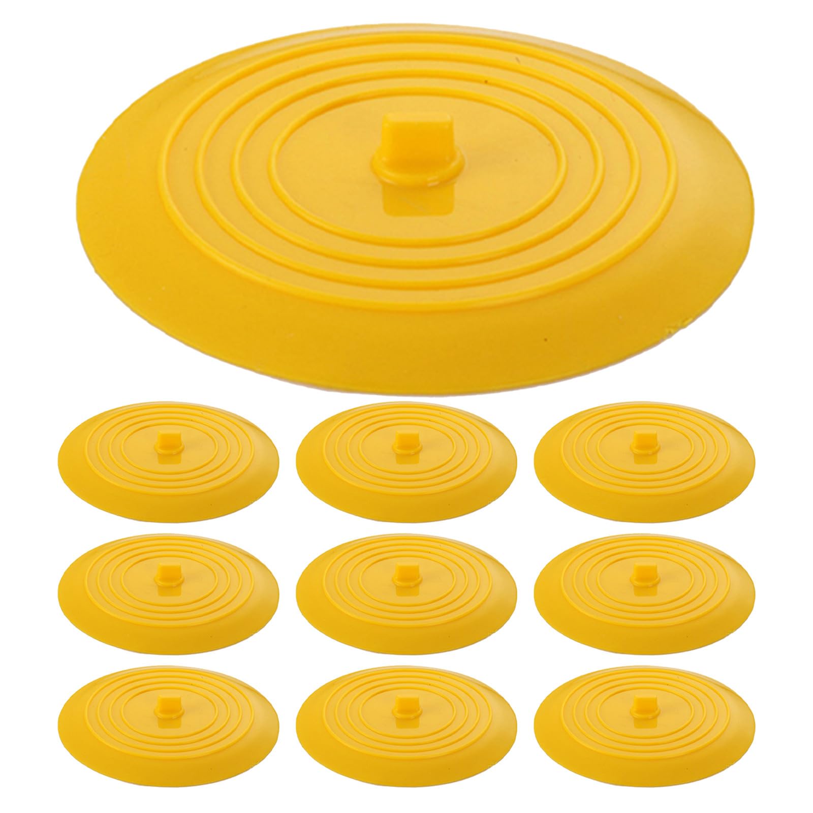OUNONA 10 Tapones de Silicona para desagüe de bañera: tapón de desagüe para Cabello - Tapa Plana con Ventosa de 15 cm para Lavabo, Fregadero, Cocina - Antiobstrucción y sin Olor