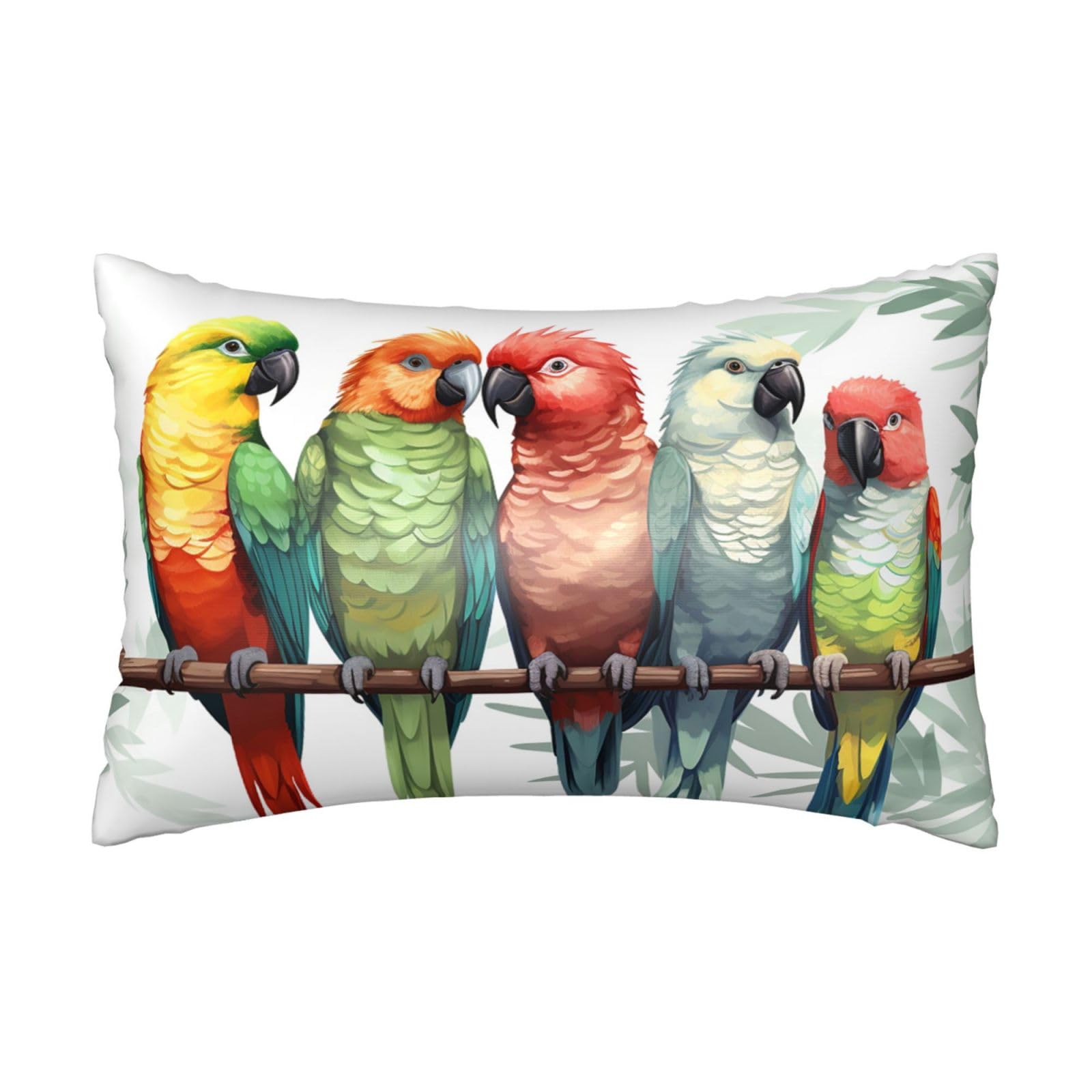 Satin Pillowcase for Hair and Skin, Colorful Parrots On Tree Pillow Case Queen Size 20x30 Inches, Cooling Silky Pillowcases with Zipper Ultra Smooth and Soft Pillow Cover for Sleeping