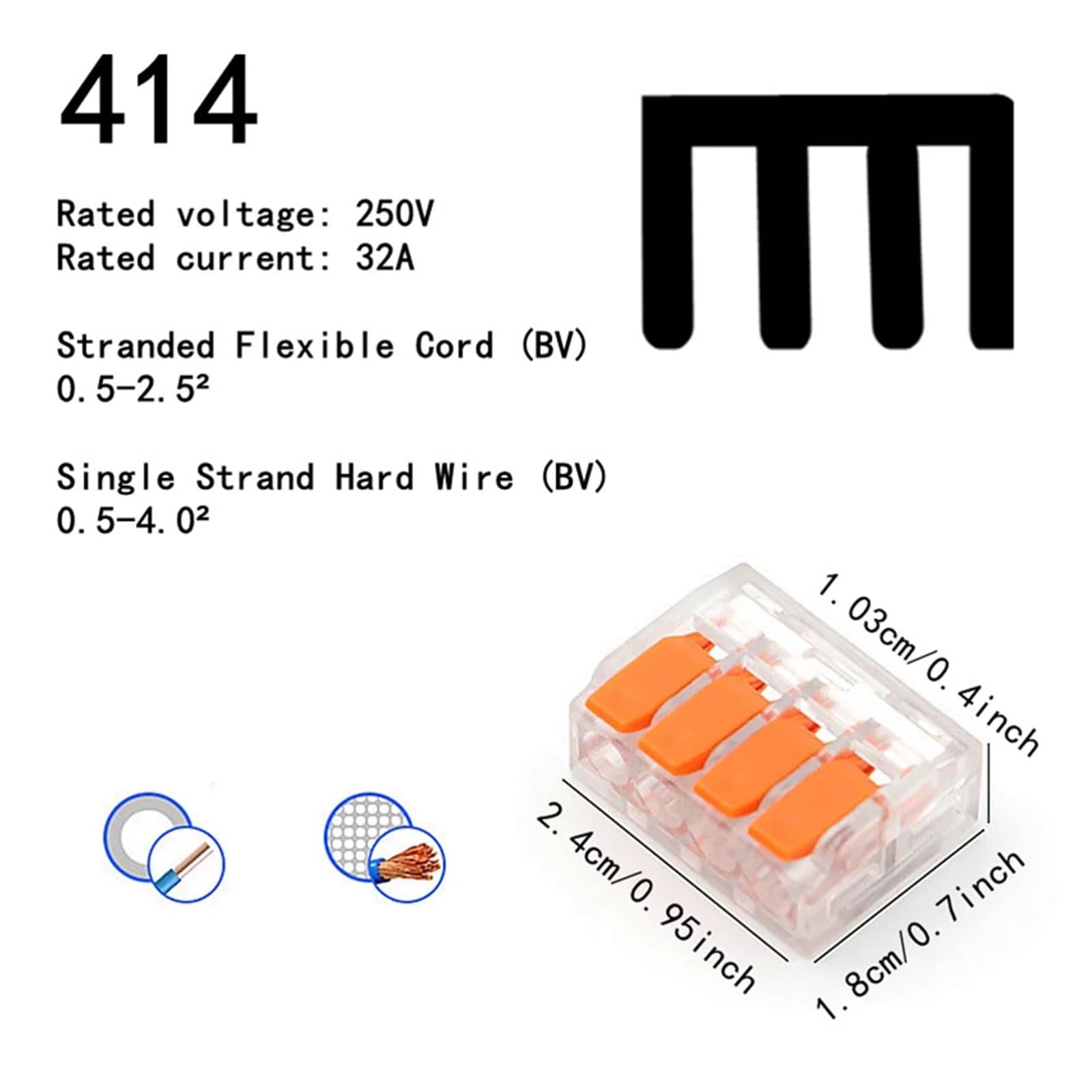 10-75 Uds. Terminales de enchufe rápido tipo Universal naranja, conectores equipos eléctricos, conector cable, 250V/32A | 75pcs Box