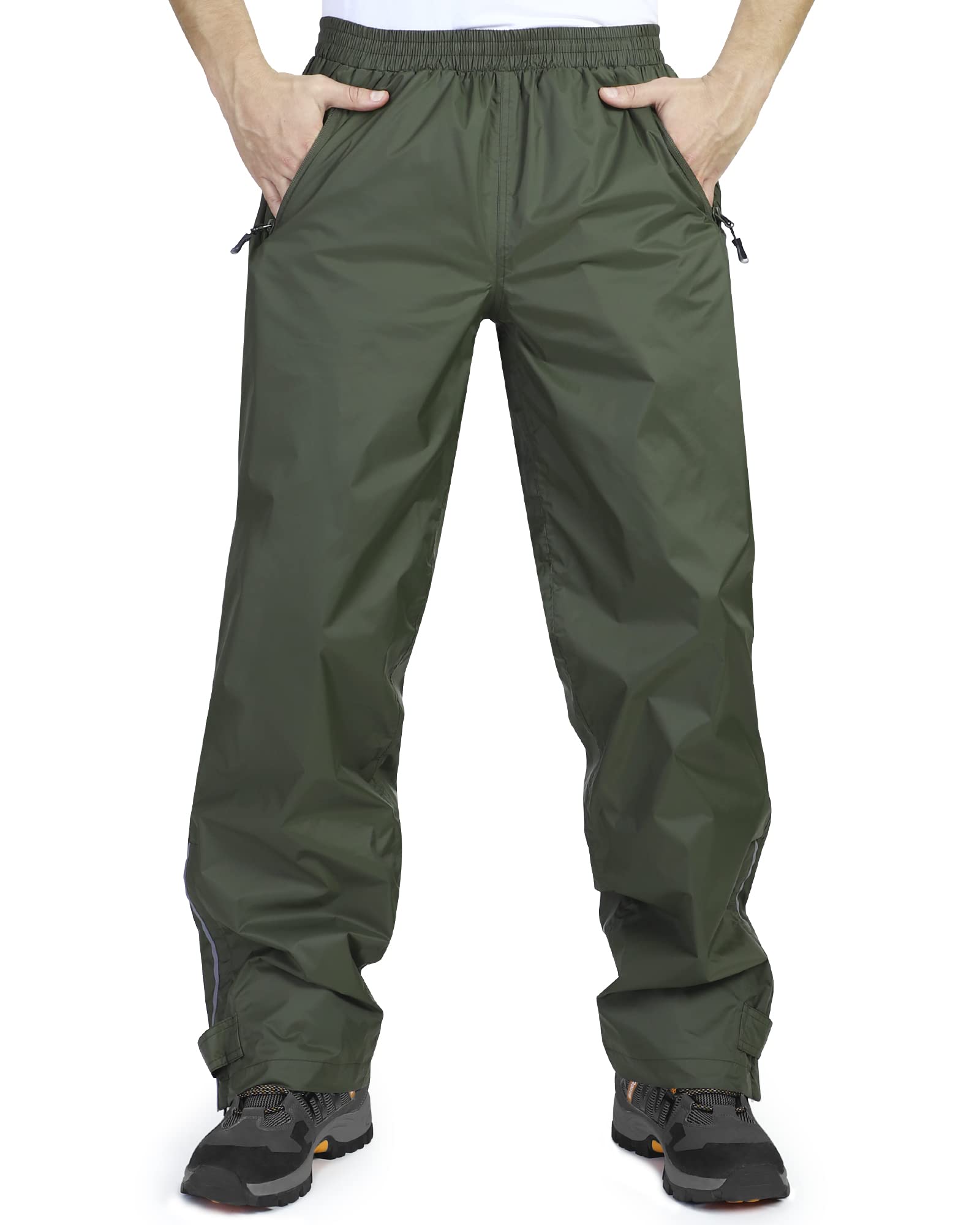 33,000ft Men's Rain Pants, Waterproof Rain Over Pants, Windproof Outdoor Pants for Hiking, Fishing