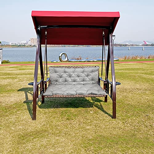 SEDOXX Cojín impermeable para asiento de columpio de jardín, porche, patio, hamaca, banco, cojín con respaldo, cojín grueso para silla mecedora con lazos, 100 x 100 x 10 cm, gris claro