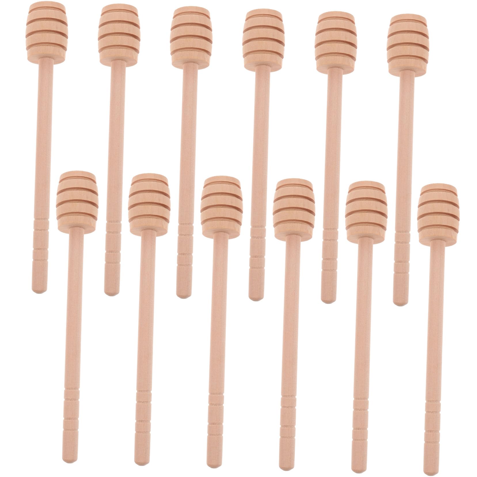 Unomor 12pcs Wooden Honey Dipper Sticks Jam Muddler Honey Scooper Honey Ladle Honey Wand Honey Jar Dipper Honey Stirrer Sticks Honey Jar Server Stick Honeycomb Stick Honey Tool re-usable