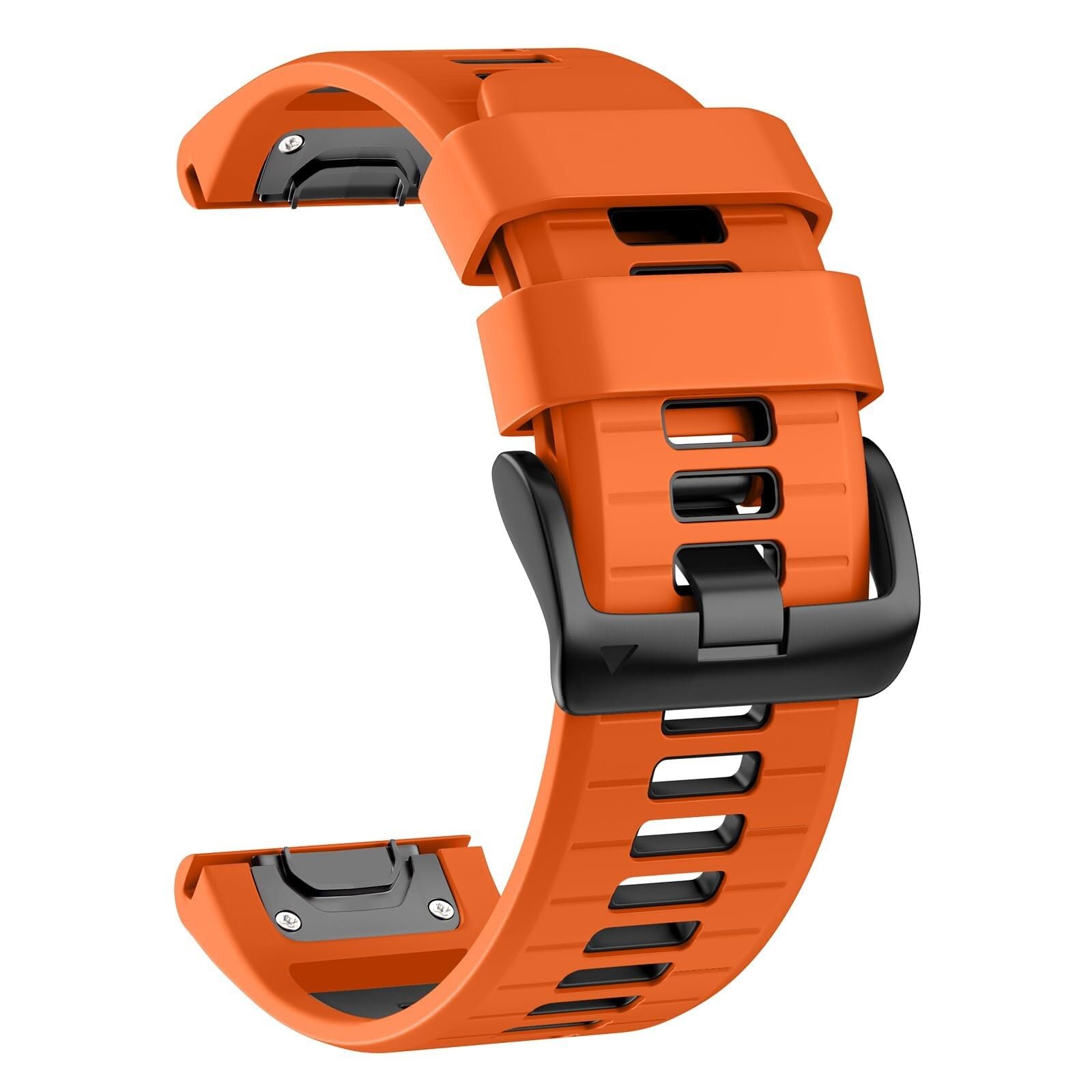 BUDAY 26mm Watch Band for Garmin Fenix 7X Pro/Fenix 7X/Fenix 6X Pro/Fenix 6X/Fenix 5X/Fenix 3, Silicone QuickFit 26mm Replacement for Garmin Descent Mk3i 51mm/Epix Pro 51mm/TACTIX 7(Orange Black)