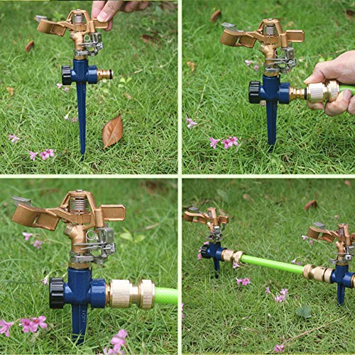 Twinkle Star 1/2 Inch Brass Impact Sprinkler, Heavy Duty Sprinkler Head With Nozzles, Adjustable 0-360 Degrees Pattern, Watering Sprinklers For Yard, Lawn And Grass Irrigation (1) #TOP1
