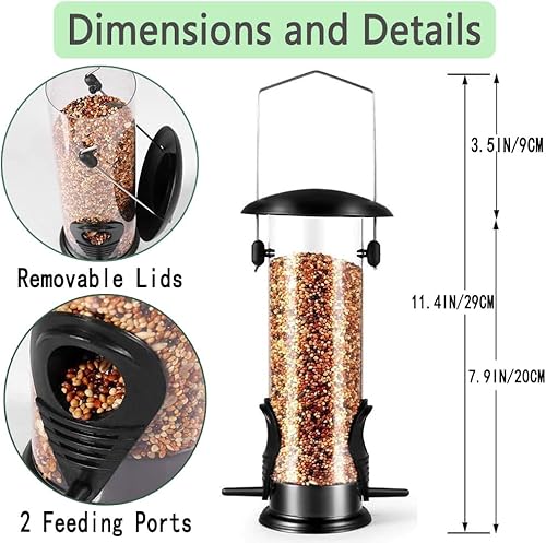 Miniatura 6 de Comedero de metal para pájaros, comedero de pájaros para colgar al aire libre, resistente, a prueba de mordeduras y óxido, resistente a la