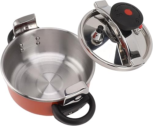 BORDSTRACT 2 Liter Stainless Steel Mini Pressure Cooker, Double Bottom, Safety and Explosion Protection, for Gas and Induction Stoves