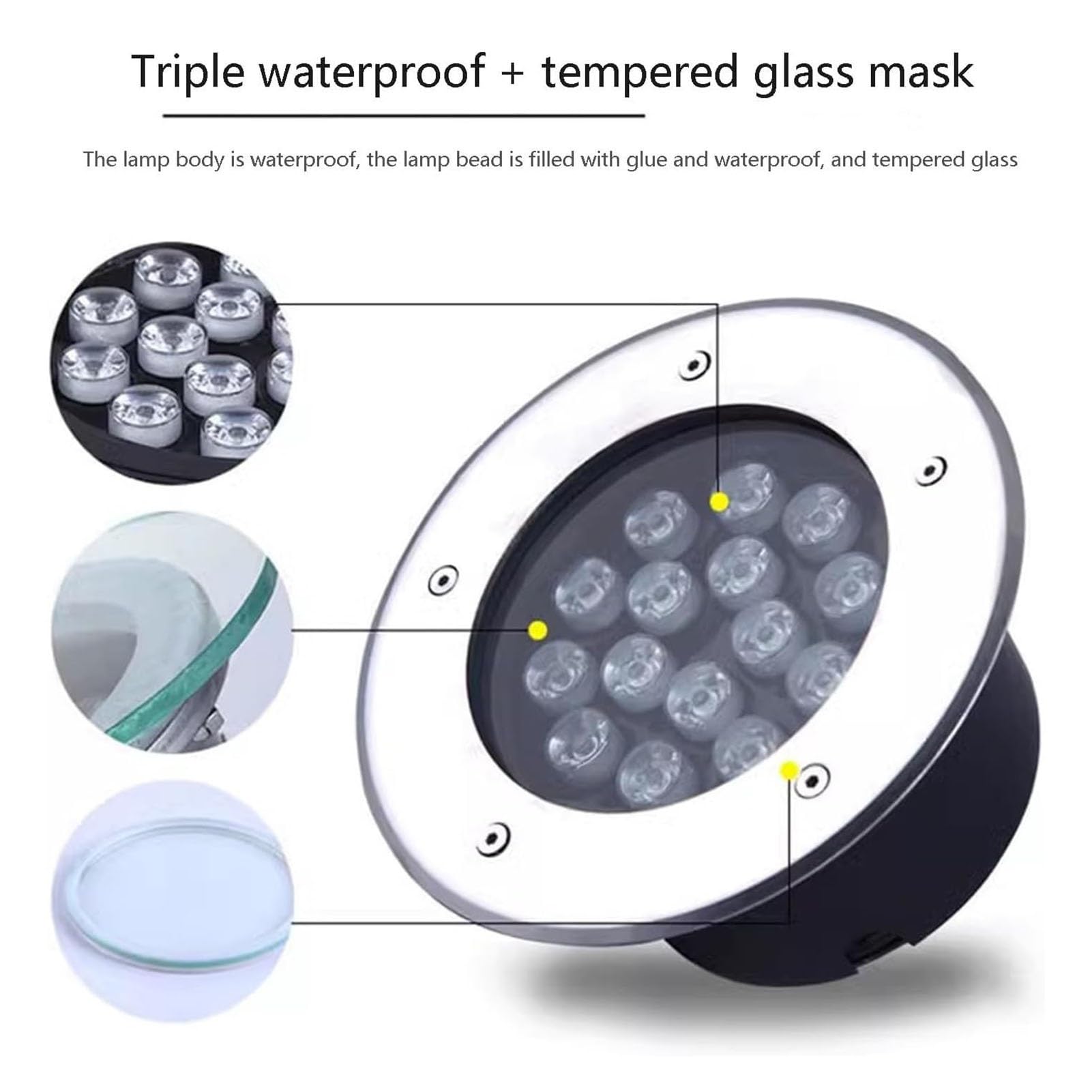 Faretto Subacquei - Luce Da Immersione A LED, Faretto Subacqueo Impermeabile IP68, Faretto LED Da Incasso Per Esterni A Bassa Tensione 24V, Faretto Da Incasso Per Esterni Da Incasso ( Color : RGB , Si