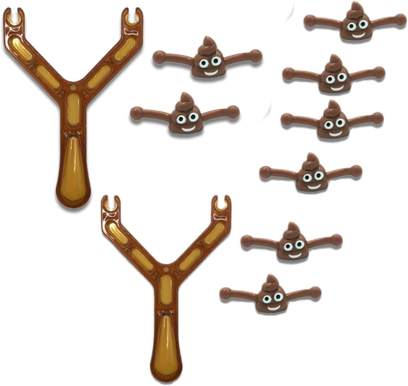 2 Pcs Catapult Poo Slingshot with 10 Pcs Bullets, Funny Slingshot Ornament for Teen and Adults