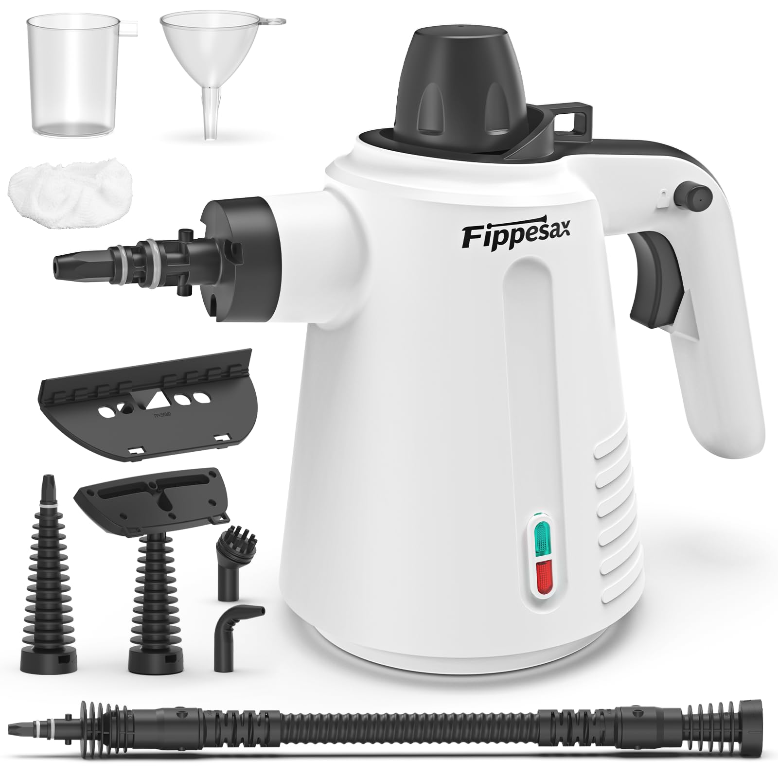 Handdampfreiniger, 350 ml, 3,5 bar Handdampfreiniger mit 9 Zubehörteilen Chemiefreier Dampfreiniger für den Hausgebrauch auf Böden, Teppichen, Fenstern, Möbeln und in Küchen (Weiß)