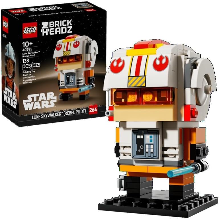 LEGO Star Wars BrickHeadz Luke Skywalker Rebel Pilot | 138-Piece Collectible Figure with Lightsaber | Ages 10+ | Gift for Kids & Adult Fans -40795