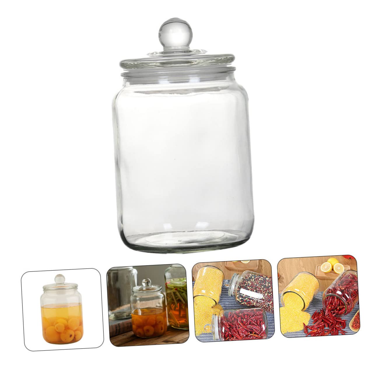 Tarro de Té Hermético de Vidrio 2l Silicona para Cocina | Transparente, Cierre de Sellado, Fácil de Limpiar, Recipiente de Almacenamiento para Alimentos y Café