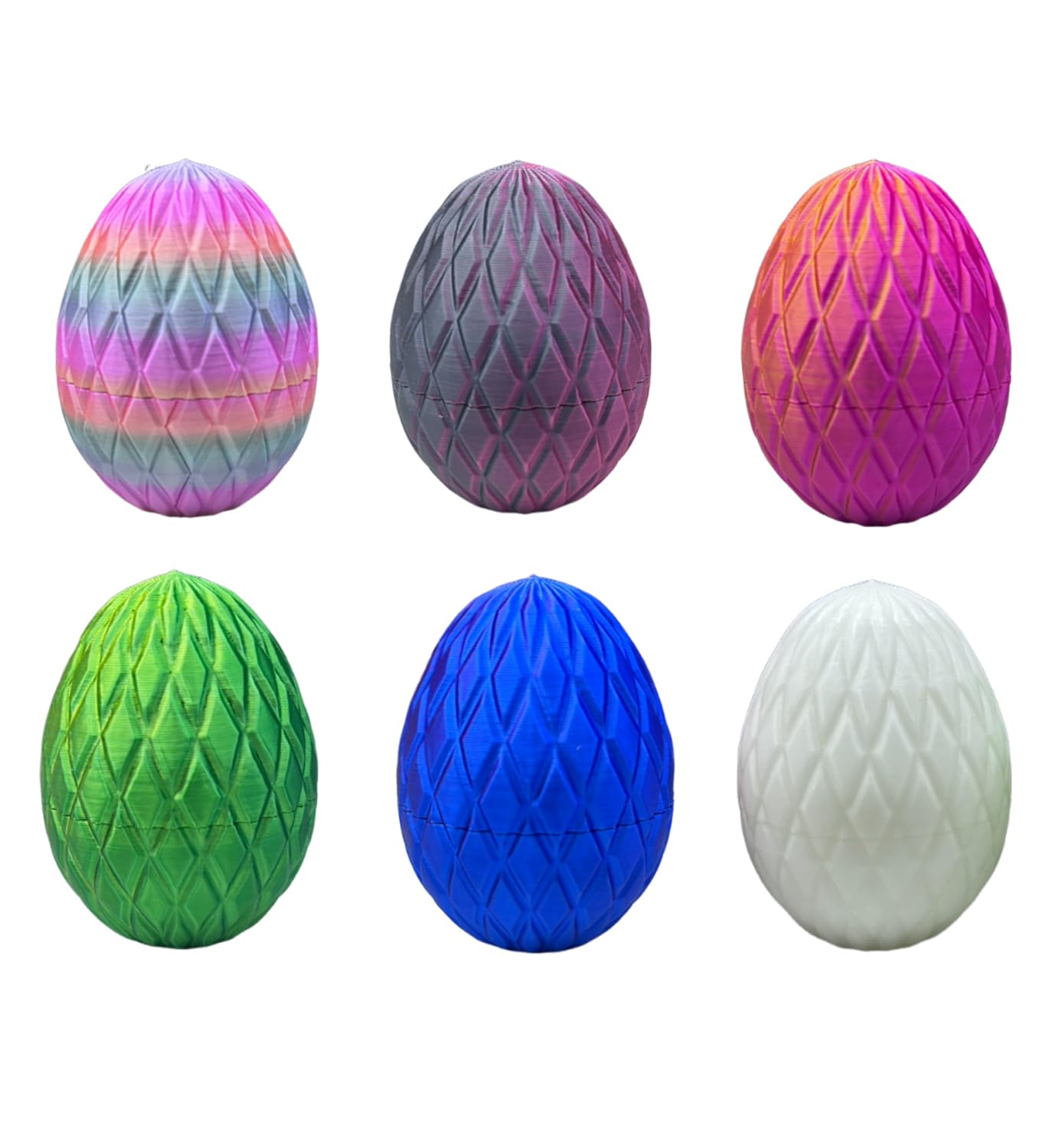 6er Set Miniatur 3D Gedrucktes Drachenei mit Drache - 12,7 cm Kristall Drache Spielzeug-Ei in Kleiner Größe, Geheimnisvolles Drachenei Spielzeug, Überraschung Easter Dracheneier Wohnkultur (C)