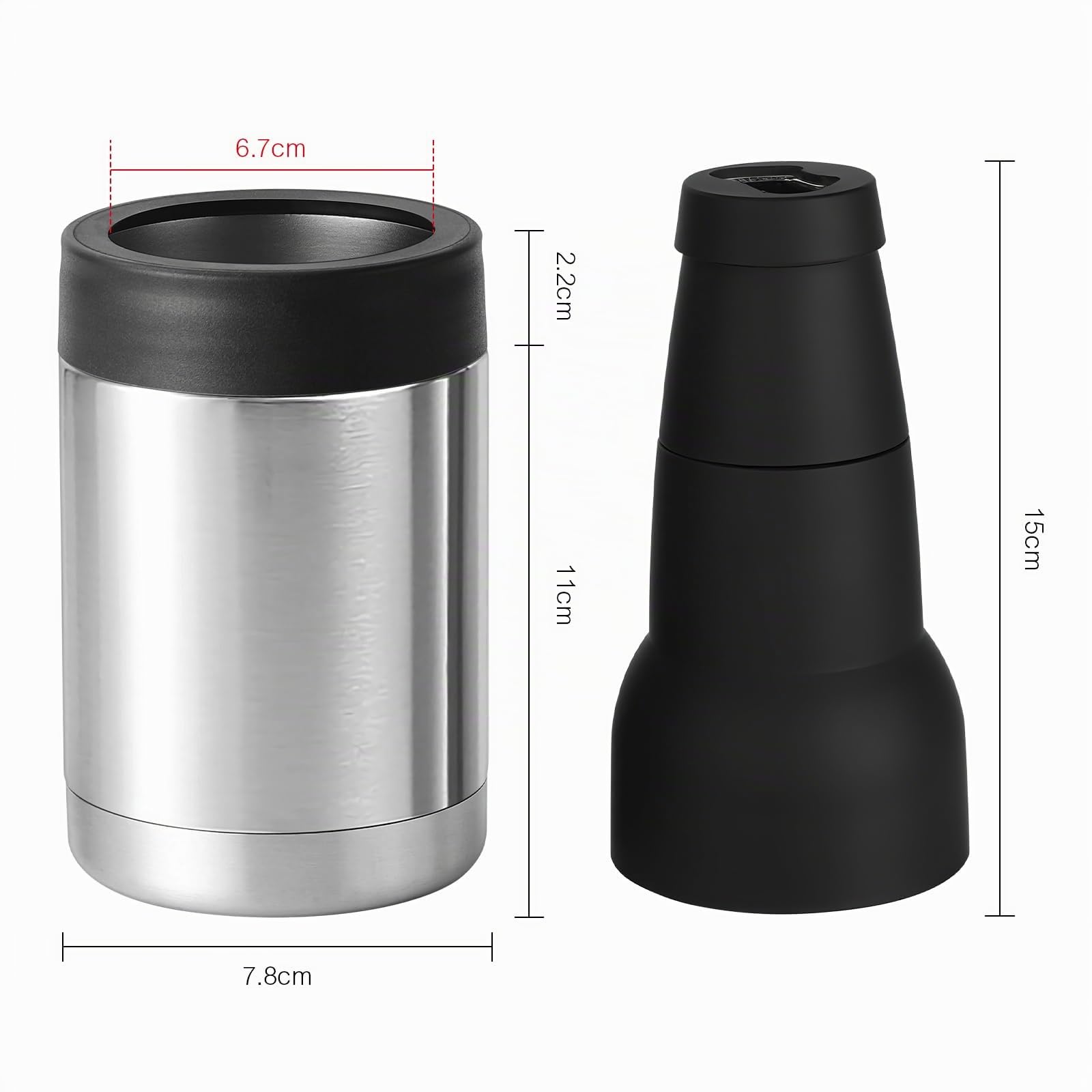 Enfriador de latas 3 en 1 al vacío de doble pared y boca ancha de 355 ml (12 oz), 414 ml (14 oz) y 473 ml (16 oz), con tapa extendida y abridor de botellas, de acero inoxidable aislado, mantiene las