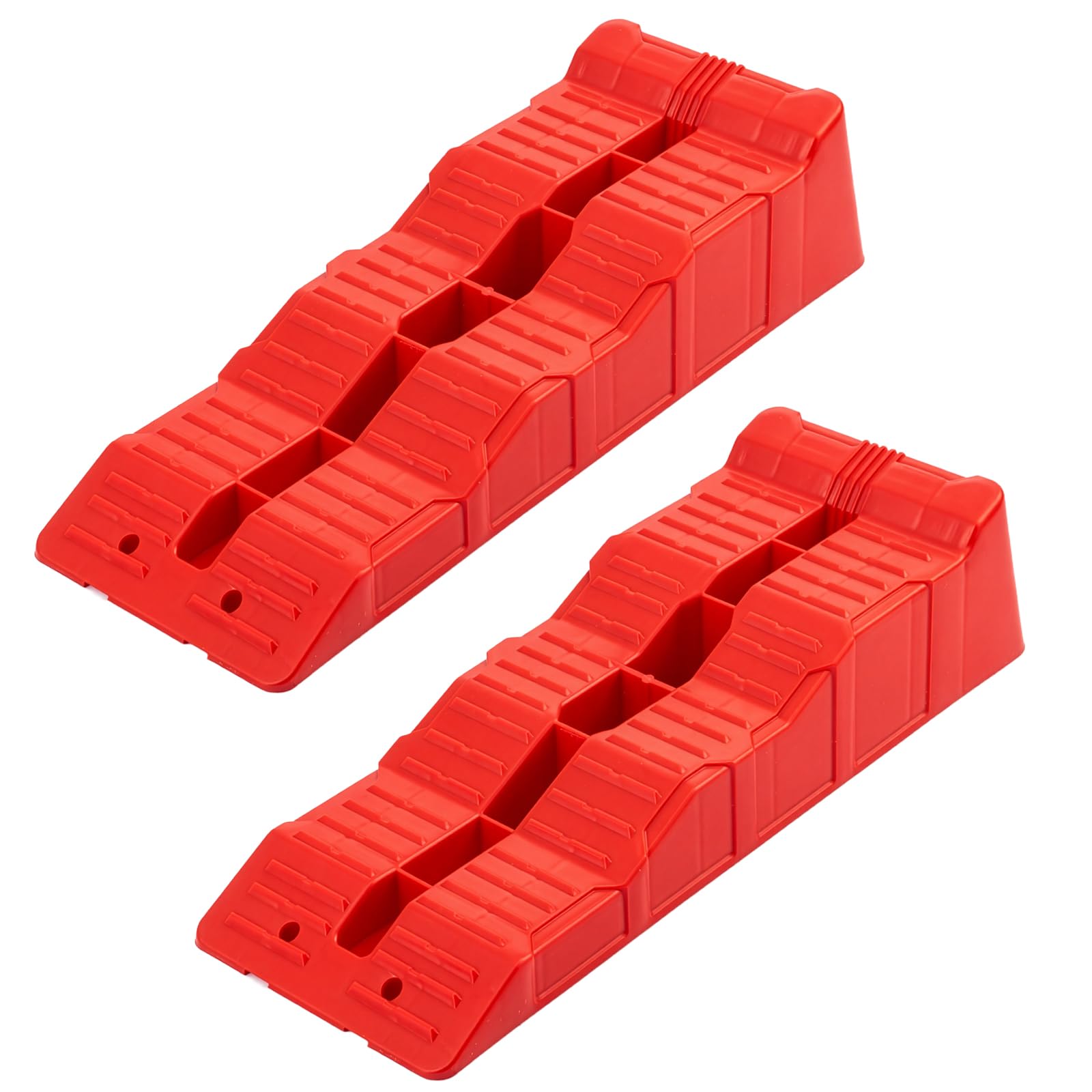 SUNNYNEST Car Ramp Caravan Levelling Ramp Set Motorhome Ramps Heavy Duty Chocks/Blocks for Keeping Motorhome Campervan RV Trailer Caravan Car Van Secure 3 Step Levels 2.5 Tonne Capacity (Red)