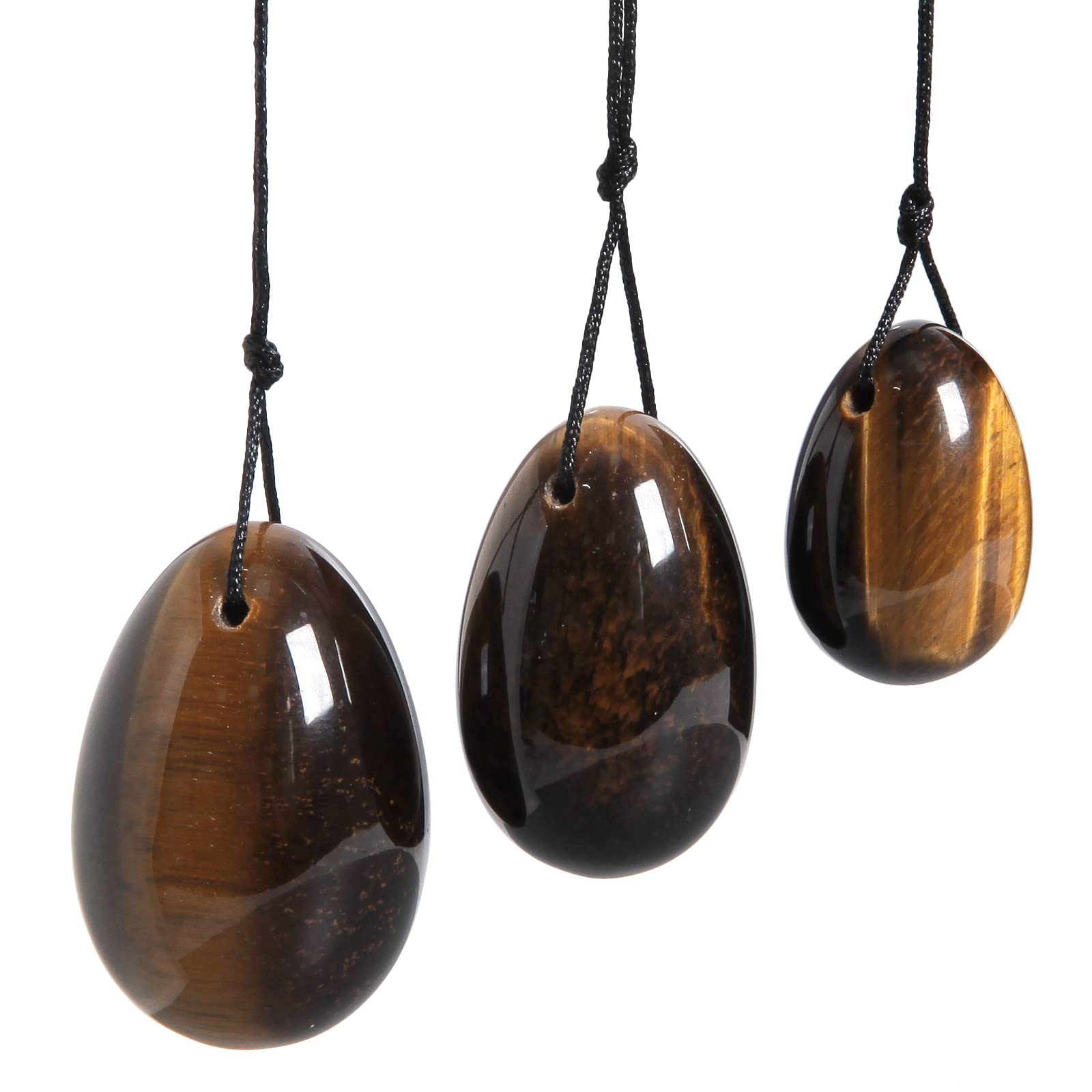 Nupuyai Tiger's Eye Crystal Stone Yoni Eggs Set of 3