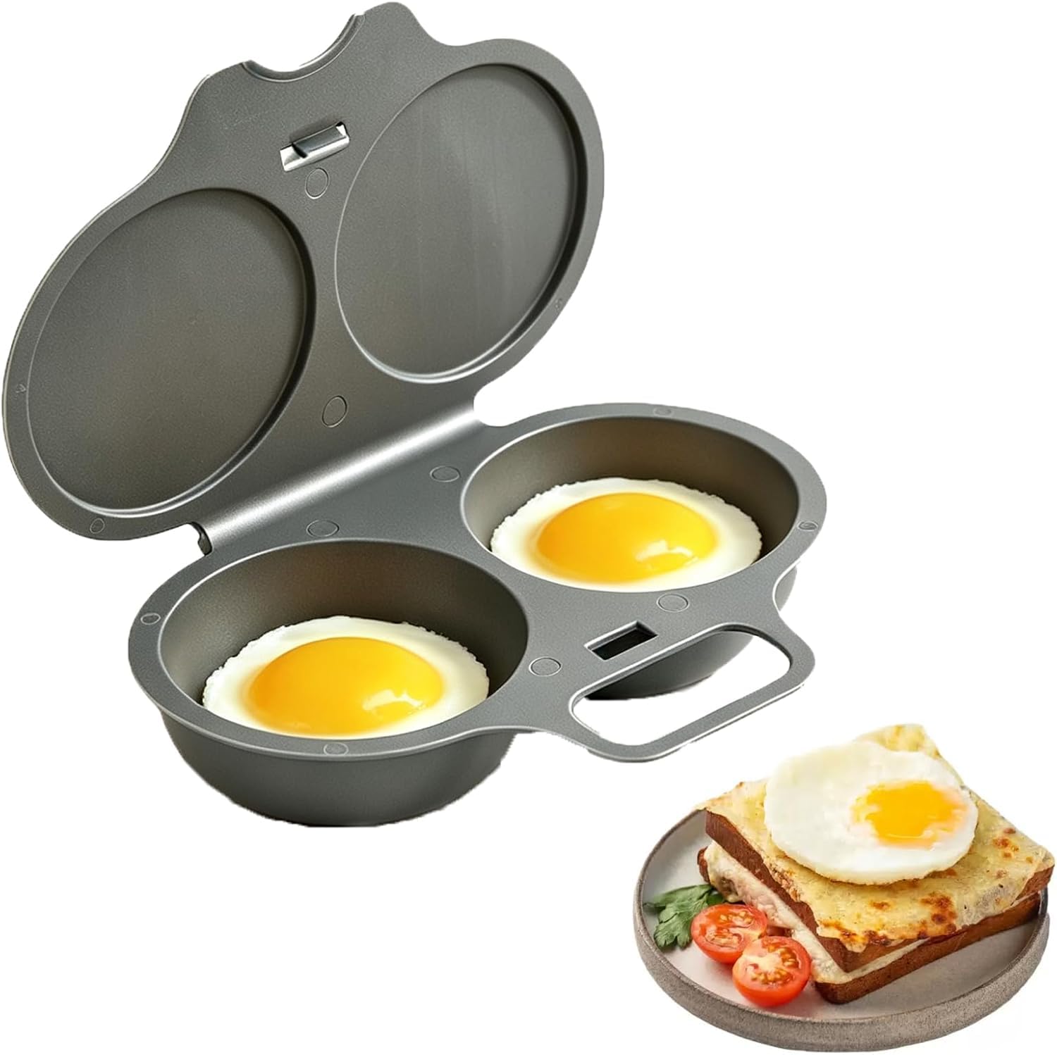 Microwave Egg Poacher With Lid & Handle, Dual Cavity Microwave Egg Poacher Boiler Poacher, Reusable Nonstick Poached Eggs Maker Quick Oil-Free Cooking For Home Breakfast, Kitchen Gadgets，Black