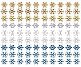 90 Pack Assorted 3 Shapes Glitter Snowflake Felt Applique Blue Silver Gold Felt Sheets for Patchwork Scrapbooking Crafts Hair Clips Accessories Christmas Decorations