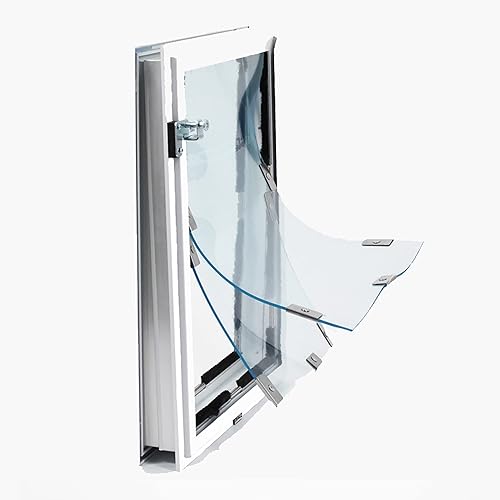 Hale Pet Door Modelo de puerta Puertas para gatos y perros Solapas de vinilo dobles de bajo consumo Cubierta de seguridad de bloqueo Requiere