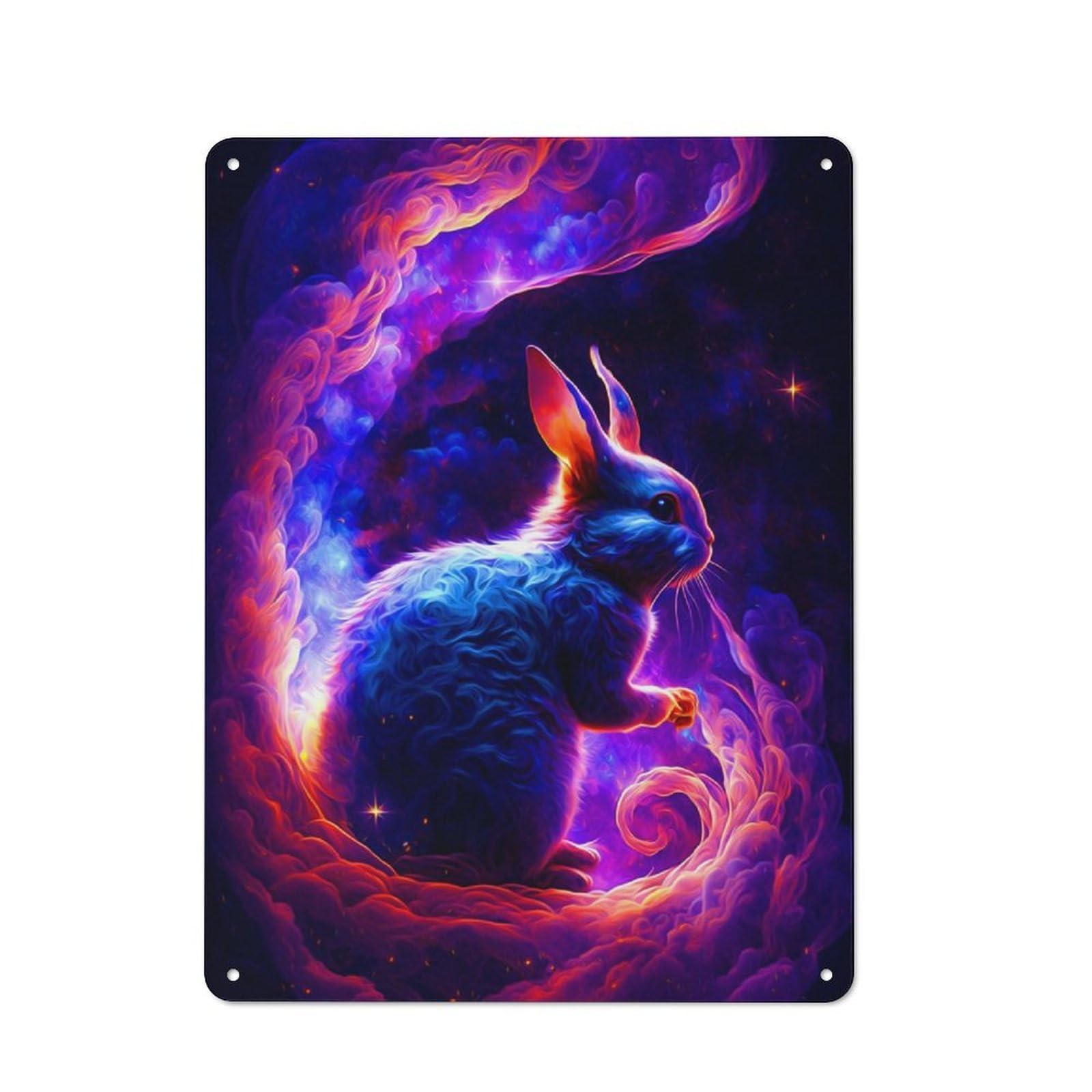 Junmoney Rabbit Retro Metal Wall Decor 40X30cm, Metal Wall Art Sign For Living Room, Hallway, Kitchen Or Cafe