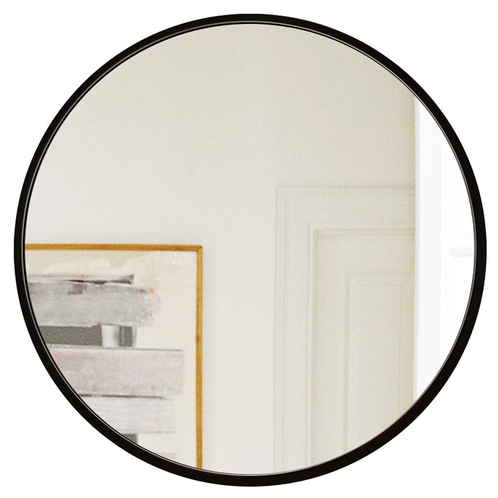 TYUHDUYUR Metal Framed HD Wall Mirror 4CM Thick Circle Decorative Hanging Wall Shaving Mirror 2 Colours 4 Sizes (Black 60x60CM)