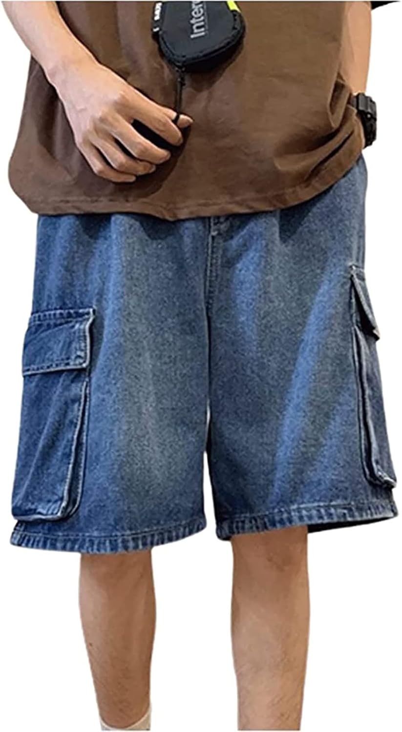 Herren BaggyJeansShorts, Normale Passform, SommerDenim, kurz, lässig, HipHop, Skateboard