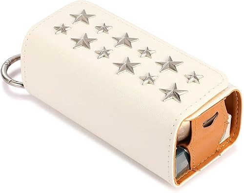 EPMANN Rivet - Funda de piel sintética con doble bolsillo y llavero para IQOS 30 DVD color blanco 5 estrellas