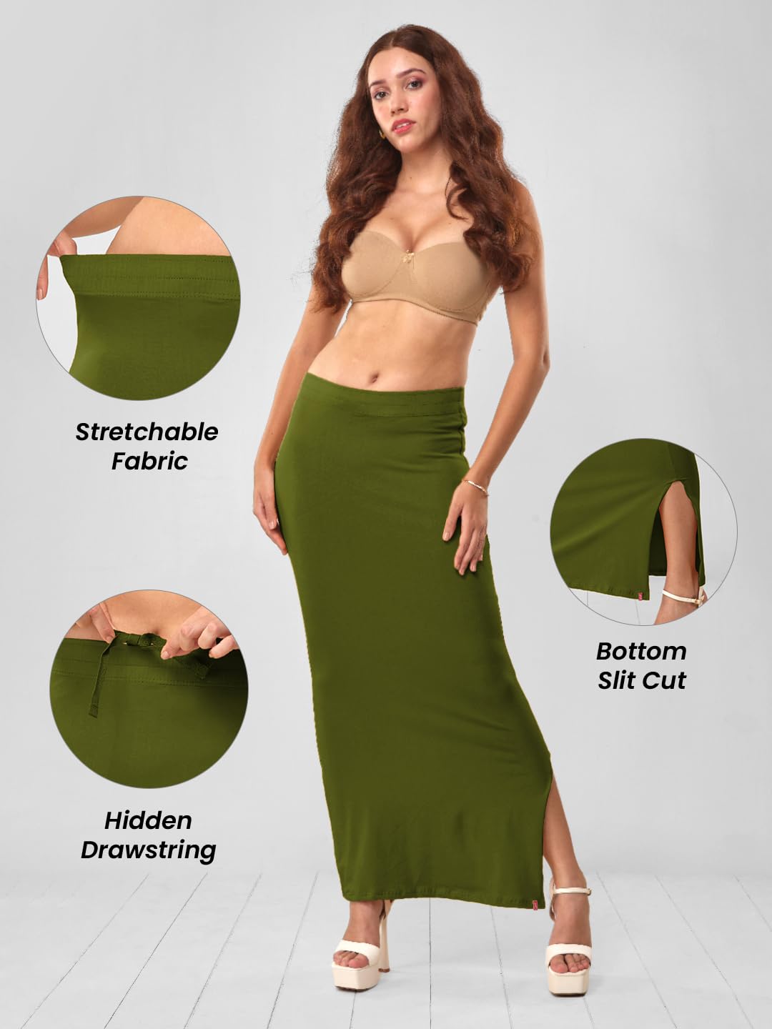 Lyra Women Saree Shaper (Petticoat) Green 2