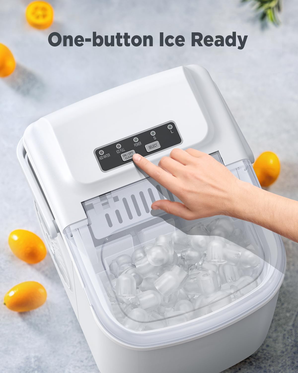 Silonn Ice Makers Countertop, 9 Cubes Ready in 6 Mins, 26lbs in 24Hrs, Self-Cleaning Ice Machine with Ice Scoop and Basket, 2 Sizes of Bullet Ice for Home Kitchen Office Bar Party on Fridge.com