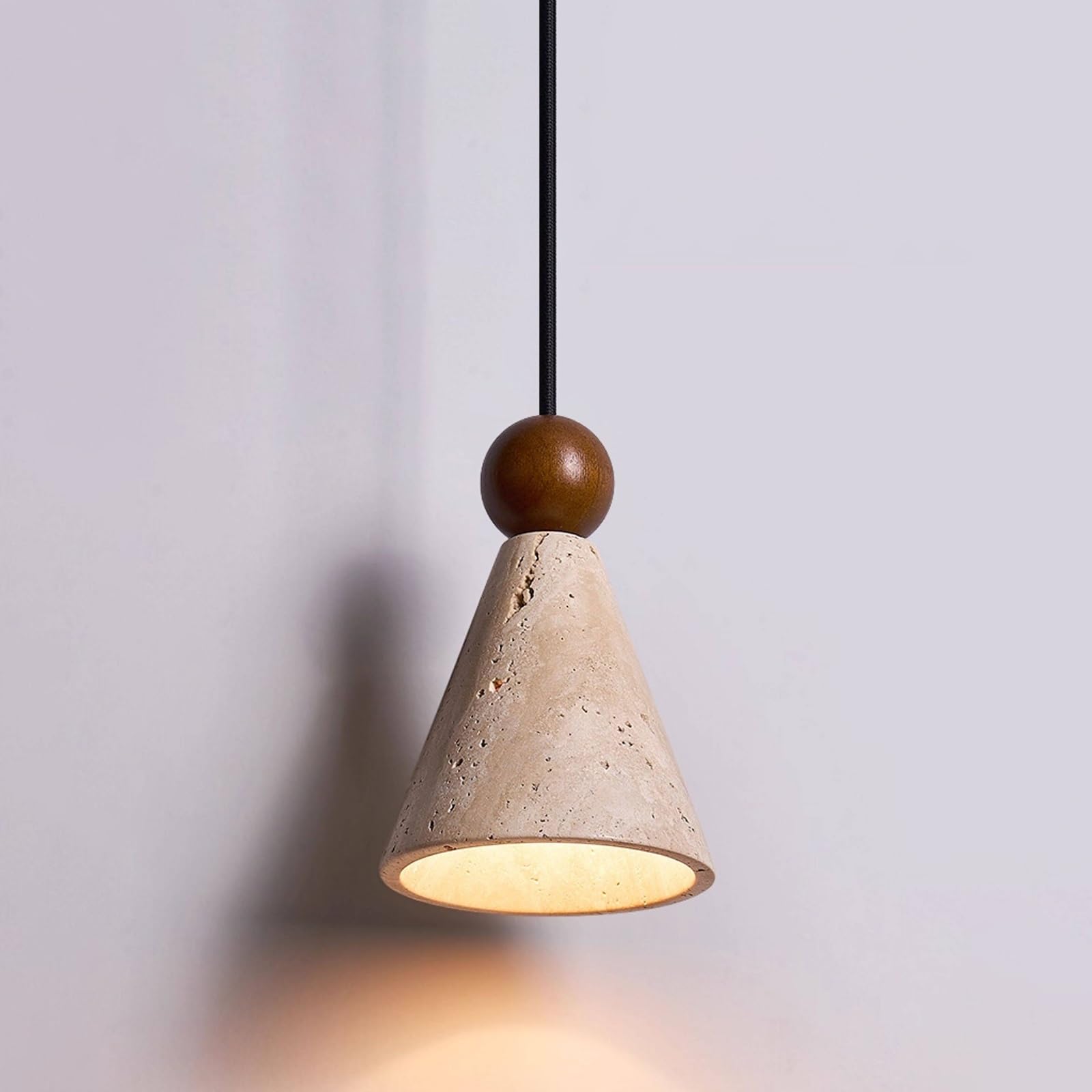 Moderne Kegelstein-Pendelleuchte, Marmor-Pendelleuchten im nordischen Stil, höhenverstellbare gelbe Travertin-Hängelampe for Kücheninsel, Schlafzimmer, Wohnzimmer, Esszimmer
